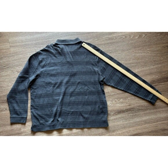 Roundtree & Yorke Men's Sz XL Grey Striped Long Sleeve T-Shirt Henley Polo - Picture 3 of 5